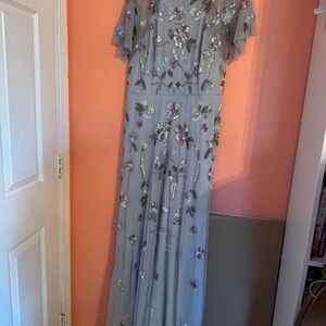 Adrianna Papell Blue Floral Maxi Dress